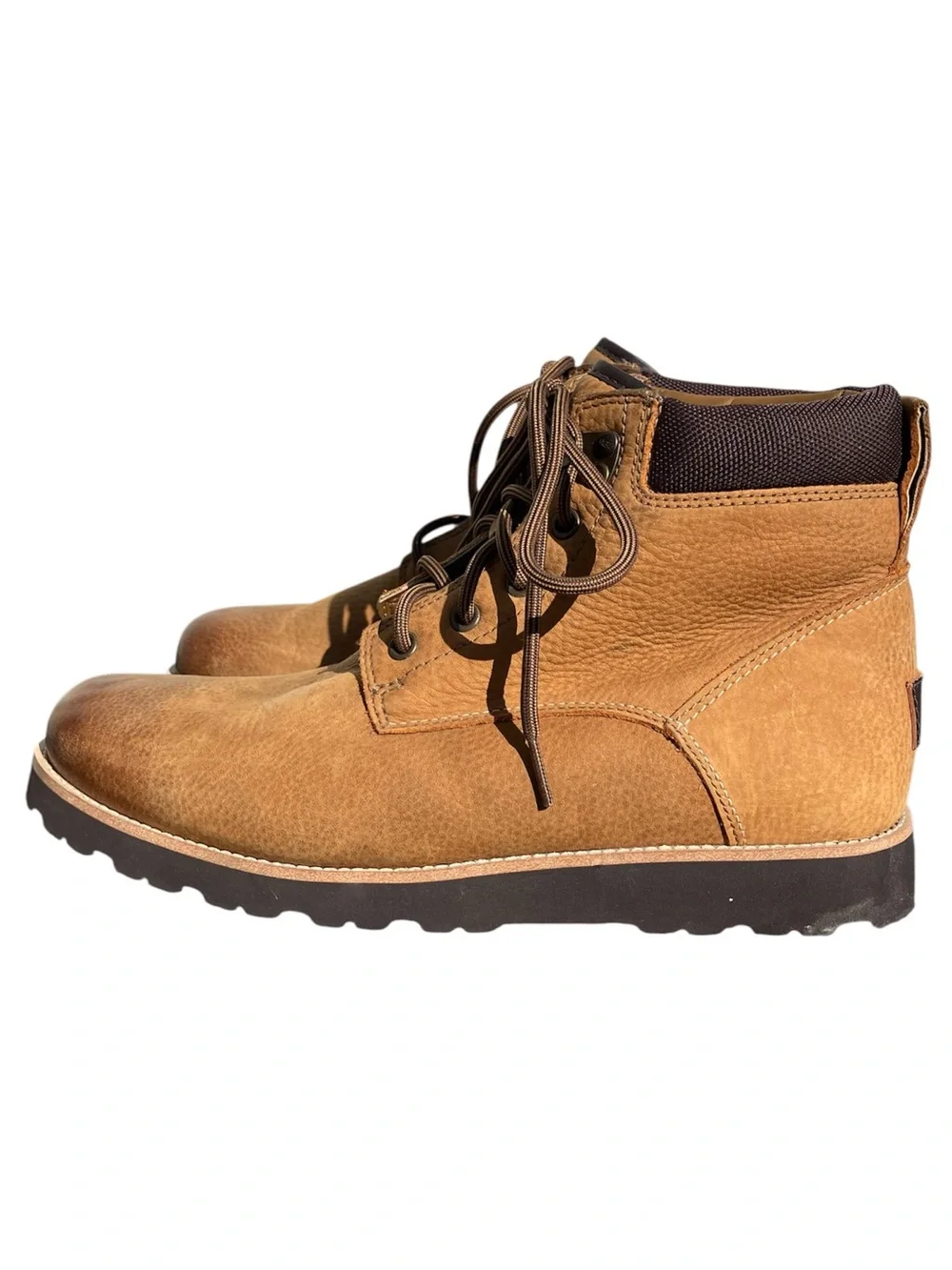 UGG Seton TL Boots Mens Chukka Lace Fleece Shearling Tan Leather Chestnut 9.5